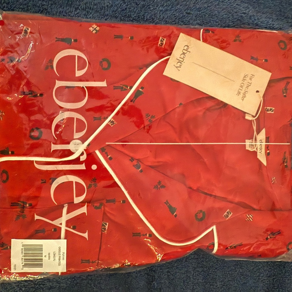 Eberjey Red Pajama Set with White Piping